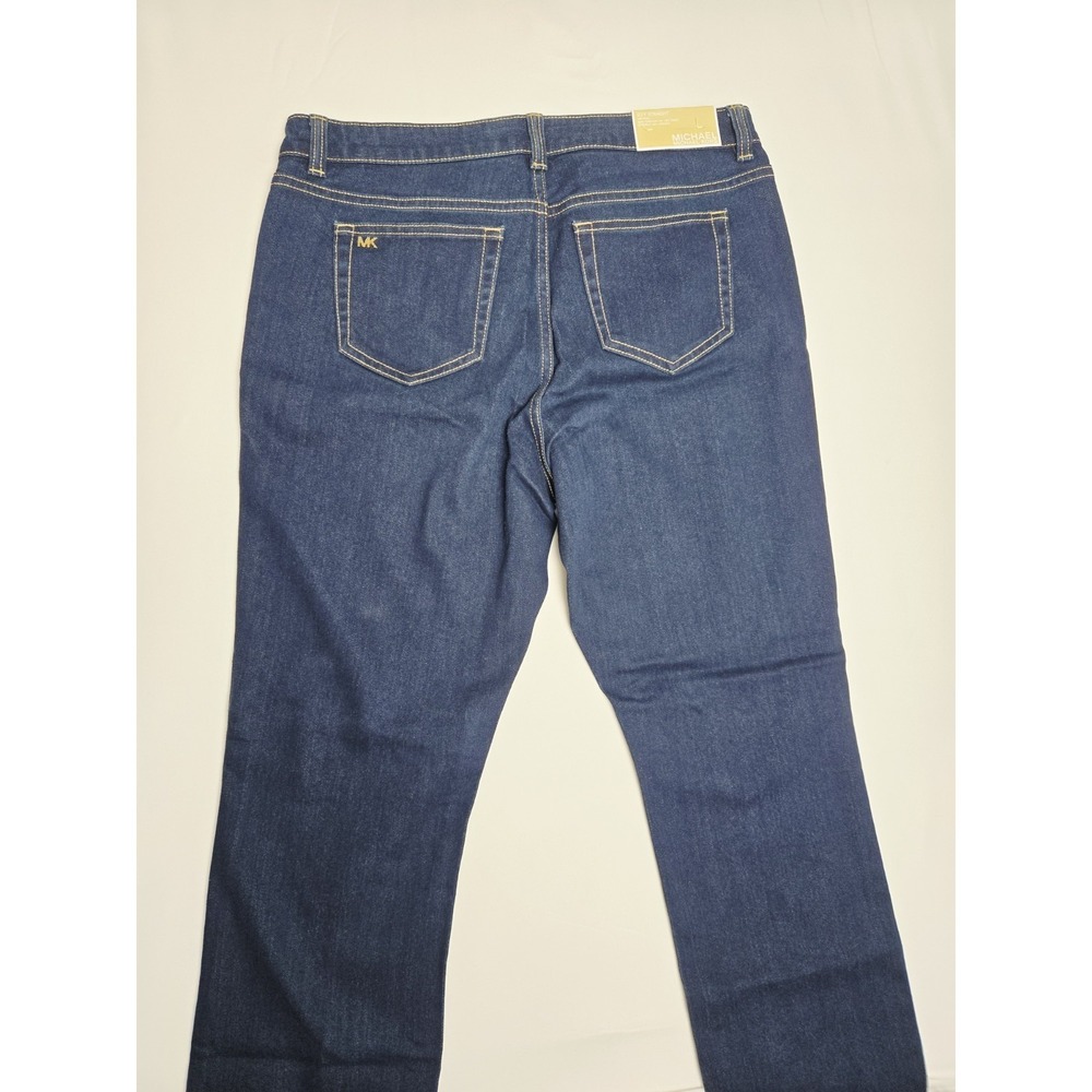 Michael Kors Jeans Womens 10P Blue Dark Wash Izzy Straight Stretch Denim petite - Picture 4 of 5